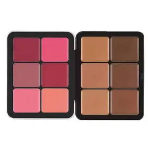 12-Color Cream Palette All-in-One Foundation & Blush Makeup Set Long-Lasting Blendable Formula  Blush  Holiday Gift