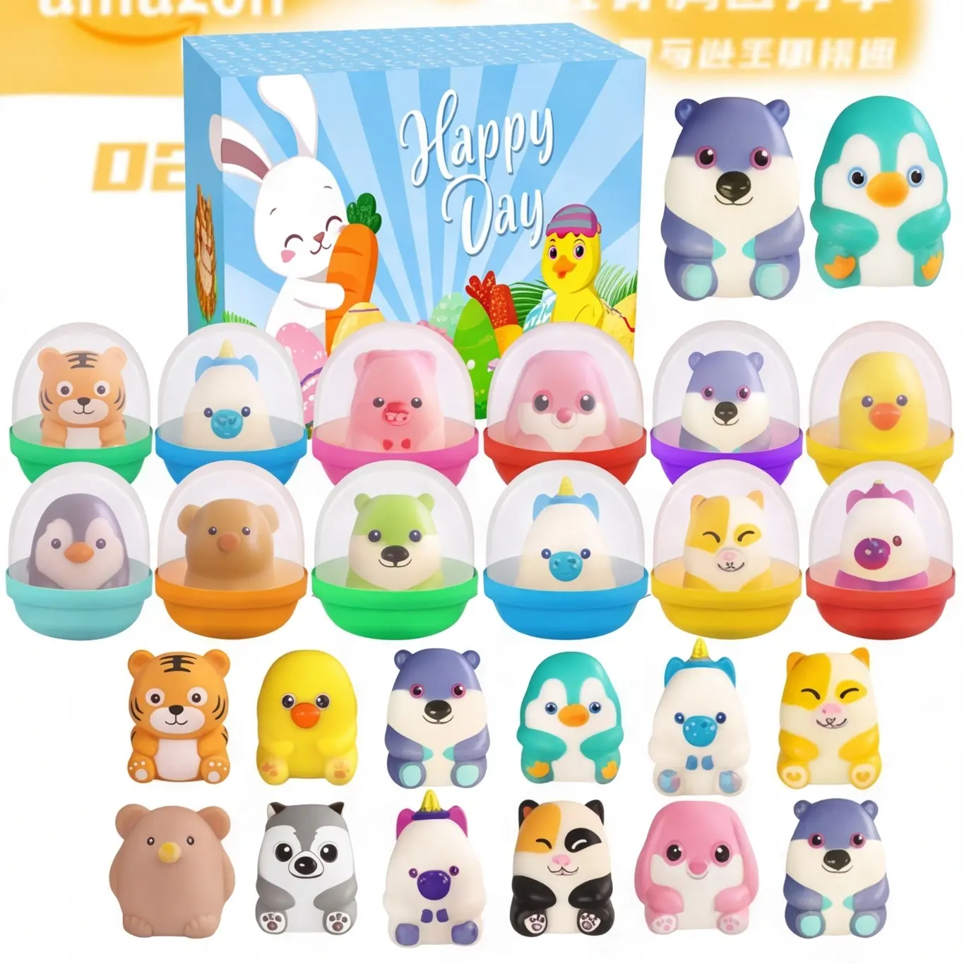 Easter 18PACK Squishy Stress Toy,Mini Animal Squishy Toys With Easter Eggs,Easter Egg Fillers,Easter Egg Stuffers, Easter Basket Stuffers, Easter Party Favors,Kids Toys,Boy Toys,Toys For Girl,Toys For Kids,Easter Egg Stuffers -Assorted Varieties