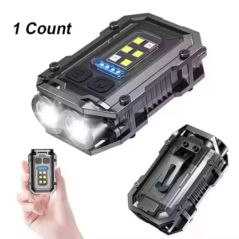 Mini Keychain USB Rechargeable LED Flashlight, Portable Magnetic Torch, Handheld Flash Light, Super Bright Camping Light, 8 Modes, Ideal for Camping, Running, Emergency, Hiking, Led Rechargeable Flashlights, Flashlights For Emergencies