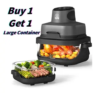 4-in-1 Portable Glass Air Fryer - 1500W, 4.2QT & 1.6QT Dual Glass Containers with Lids, Non-Toxic, 400°F Precise Heat, Max Crisp | Bake | Air Fry | Recrisp, Airfryer, Mealprepideas, kitchenappliance