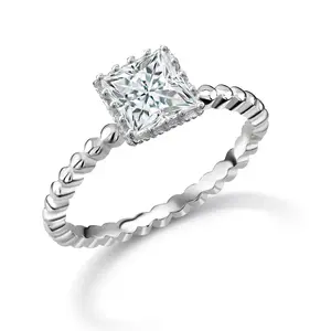 925 Sterling Silver Cz Stacking Ring, Square Solitaire Stacking Ring, Square Cz Ring,  Square Classic Stacking Ring, Princess Cut CZ Ring