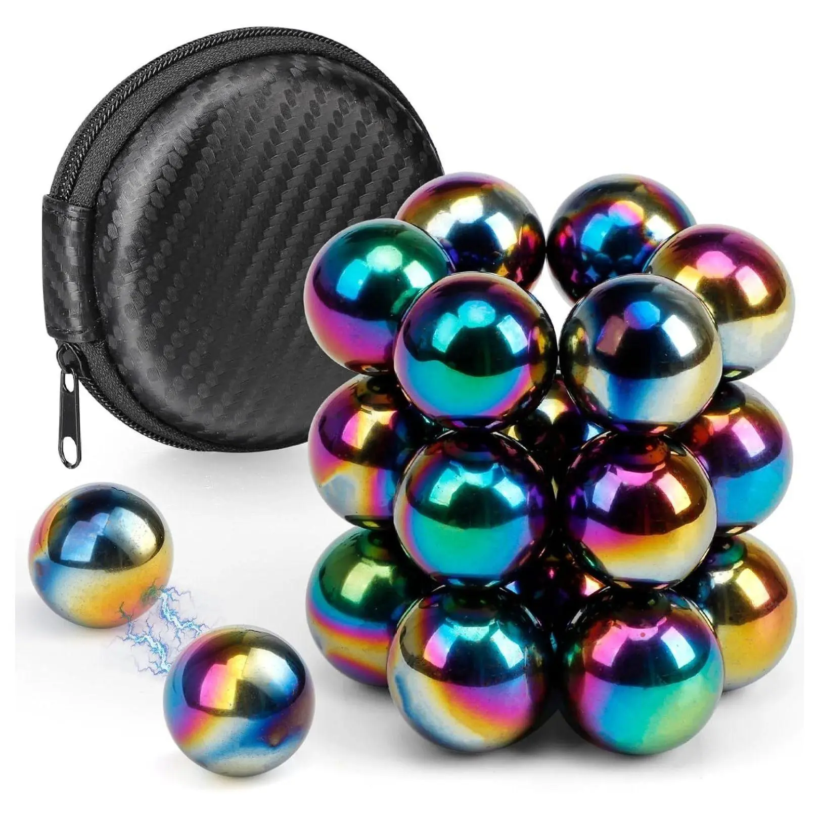 Magnetic Fidget Balls 22PCS, Rainbow Hematite Magnet Toys for Adults, Stress Relief Desk Toys for Men Women, Rare Earth Magnets with Storage Case for Ferrite Putty