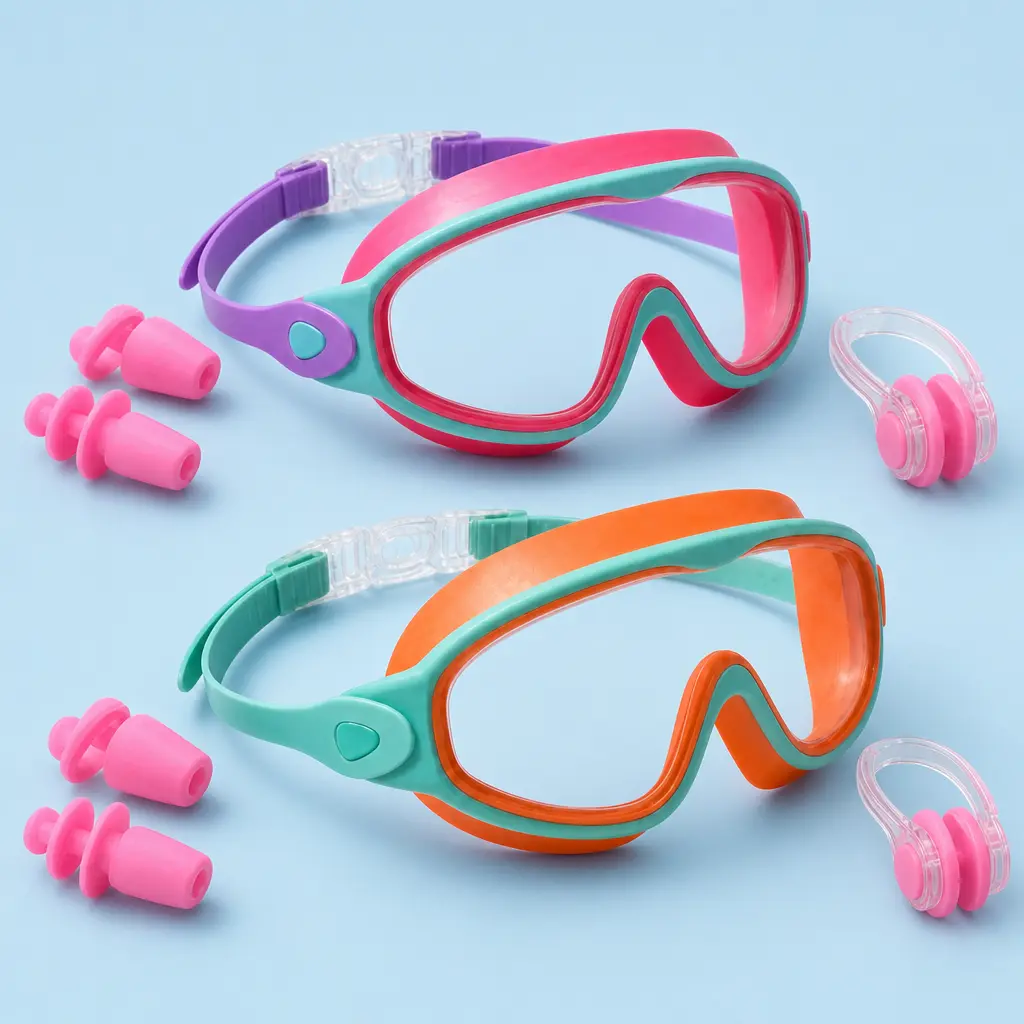 Kids Swimming Goggles, 2 Pack Anti-Fog Swim Goggleswith Earplugs, Wide View Comfort Silicone Diving Gogglesfor Boys Girls, Waterproof Water Goggles SwimmingAccessories# swim goggles# goggles for swimming# outdoor swimming goggles