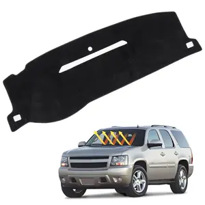 Canvcle Custom Fit Dash Cover for 2007-2013 Chevy Sierra(NOT fit LT/WT/LS), 2007-2014 Chevy Tahoe Suburban Denali Avalanche & GMC Yukon/XL UV Protection Non-Slip Mat (Fit One Glove Box No Speaker)
