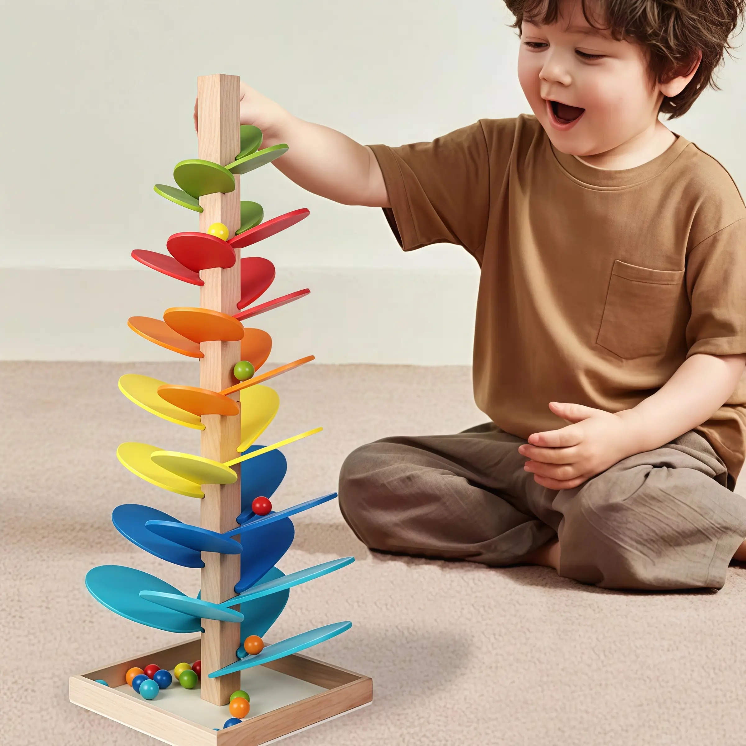 Educational Wooden Rainbow Ball Music Track Tree, Montessori Sensory Training, Stem Learning, Preschool Learning Tool, Birthday Gift for Kids, Sensory Activity Board, Preschool Activity Board, Wooden Busy Board, Sensory Play Set