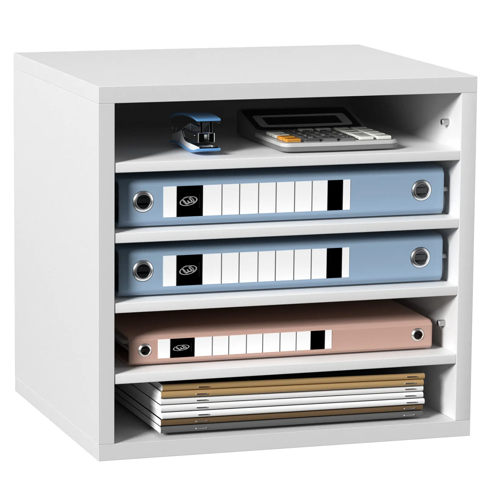VEVOR 5-Compartment Wood Literature Sorter, EPA Certified White Desk Organizer with Adjustable Dividers & Shelves, 13.9x12x13in Desk Accessories for Easy Assembly & Flexible Storage, Office Use