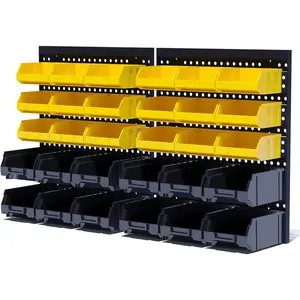 30 count Wall Mounted Storage Bins, Plastic Tool Organizer for Garage Storage, Screws, Nuts, , Small Hardware  -Black, Yellow