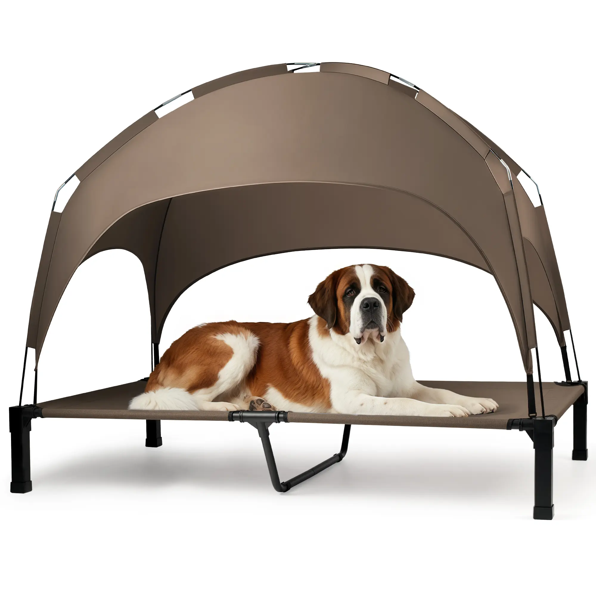 Elevated Cooling Dog Bed with Canopy, Portable Raised Pet Cot with Removable Shade Tent & Support Legs, for Large Dogs – Indoor & Beach Use,Summerwins