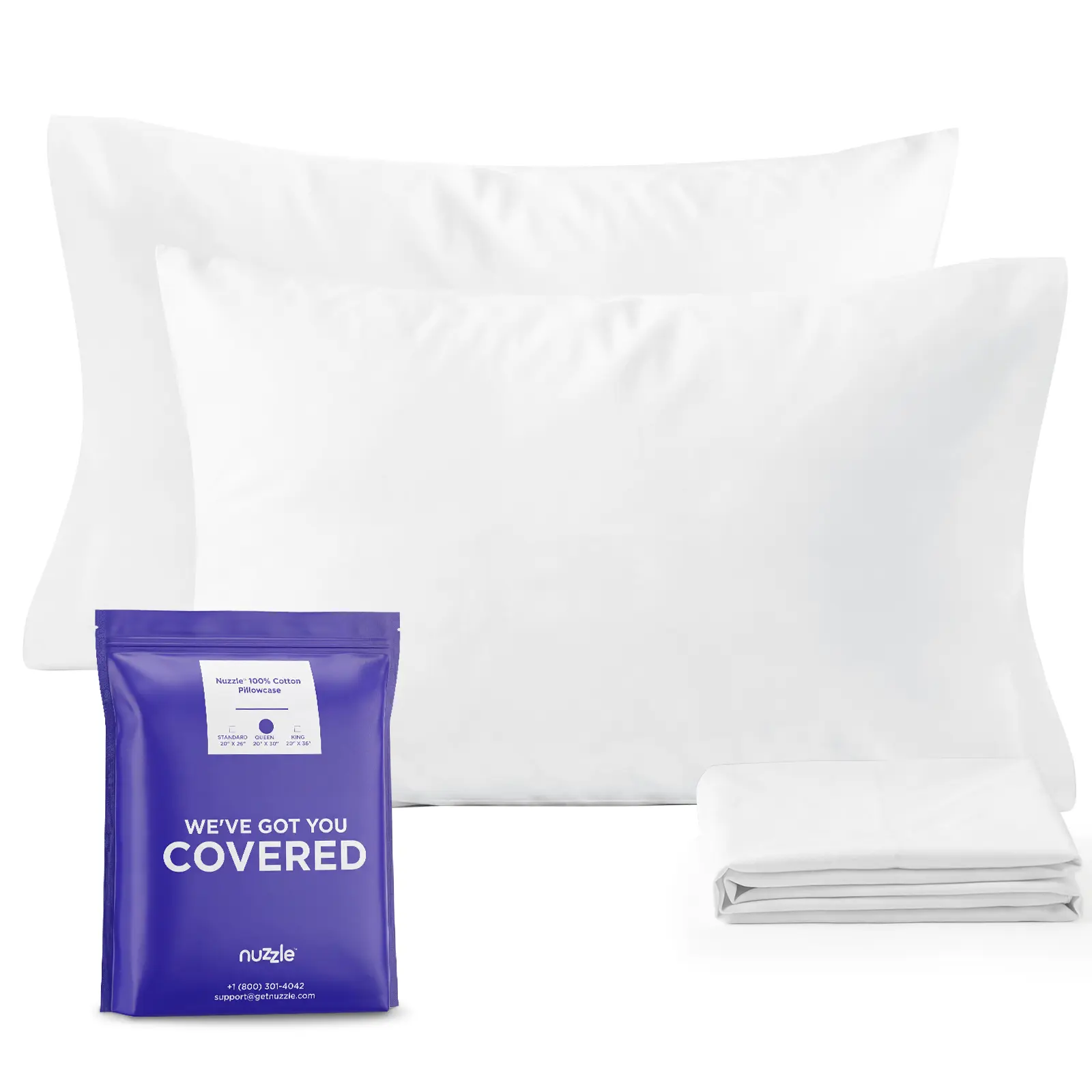 Nuzzle Cooling Adjustable Queen Size Pillow Set of 2 and Pillowcases（The Pillow Comes with a Pillowcase）