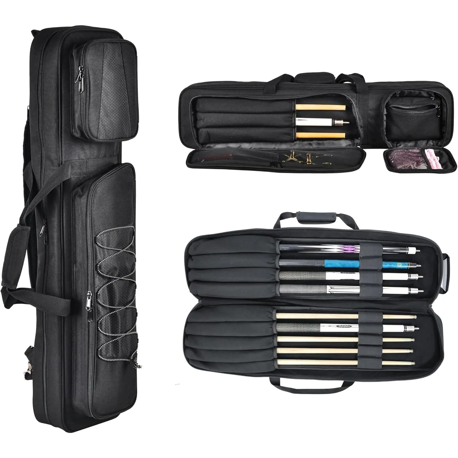 4x5 Soft Polyester Billiard Pool Cue Case - Padded Interior, Versatile Carrying System, Multiple Accessory Pockets, Enhanced Protection, Exquisite Craftsmanship
