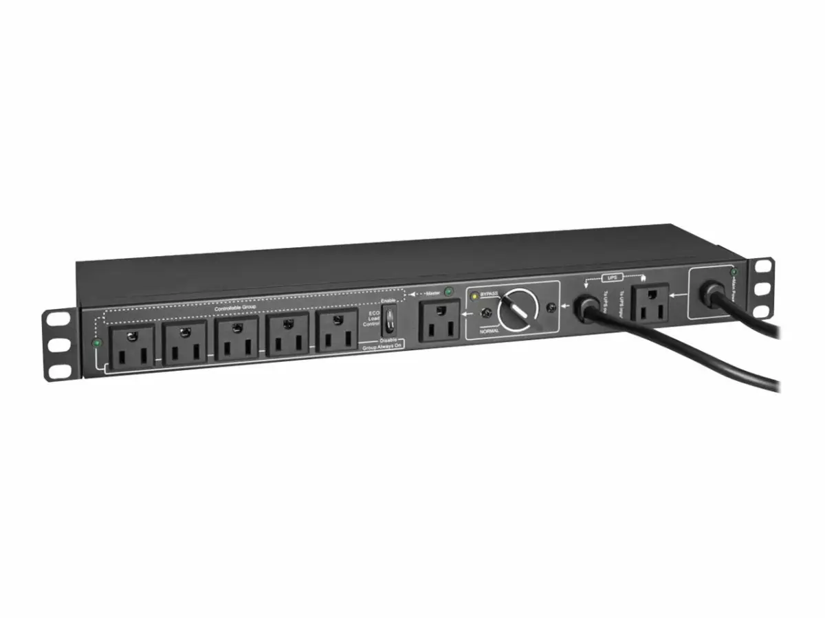 Tripp Lite PDUB151U Pdu Hot-Swap with Manual Bypass 120V 15A Single-Phase 6 NEMA 5-15R Outlets 2 5-15P Inputs 1U Rack & Wall Mount 1.52 KW Power Distribution Unit