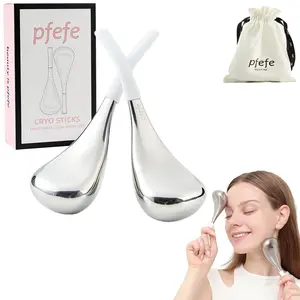 PFEFE Cryo Sticks Spoons Face Lifting Sculpting Reduce Eyes Puffiness Cooling Skincare Summertime Beauty Facial Therapy Treatment Tools for Women Gifts with Spa Head Band Makeup Removal