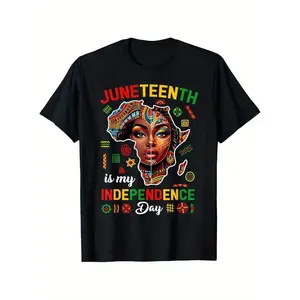 Summer t Shirts Juneteenth Is My Independence Day 1865 Black African Women T-Shirt July 4th US Independence Day T-shirt,Unisex Crew neck T-shirt for Men And Women,Casual Summer T-Shirt with Crew Neck,Heavyweight 100% Cotton