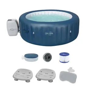 Bestway Milan AirJet Hot Tub with 2 SaluSpa Non-Slip Spa Seat & Headrest Pillow