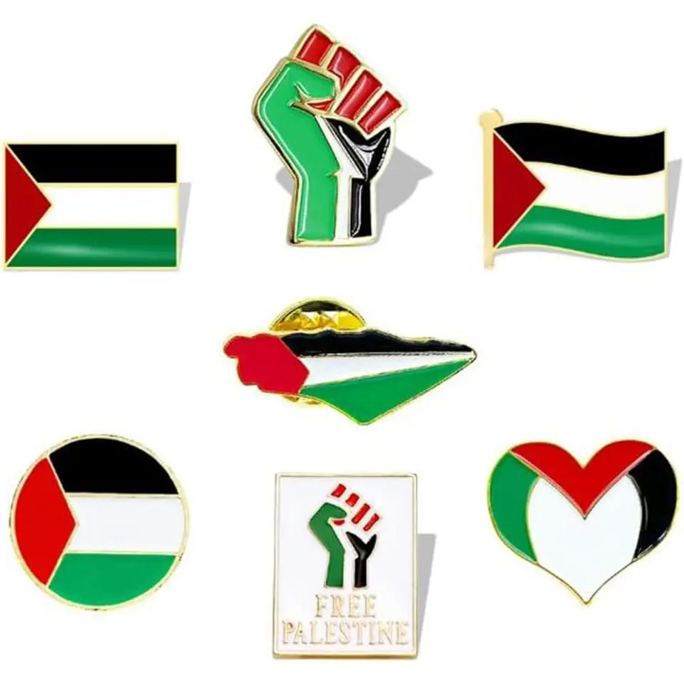 7 count Palestine Flag Lapel Pin Set Palestinian Flag Pins Support Palestine Badge Hat Clothing Backpack