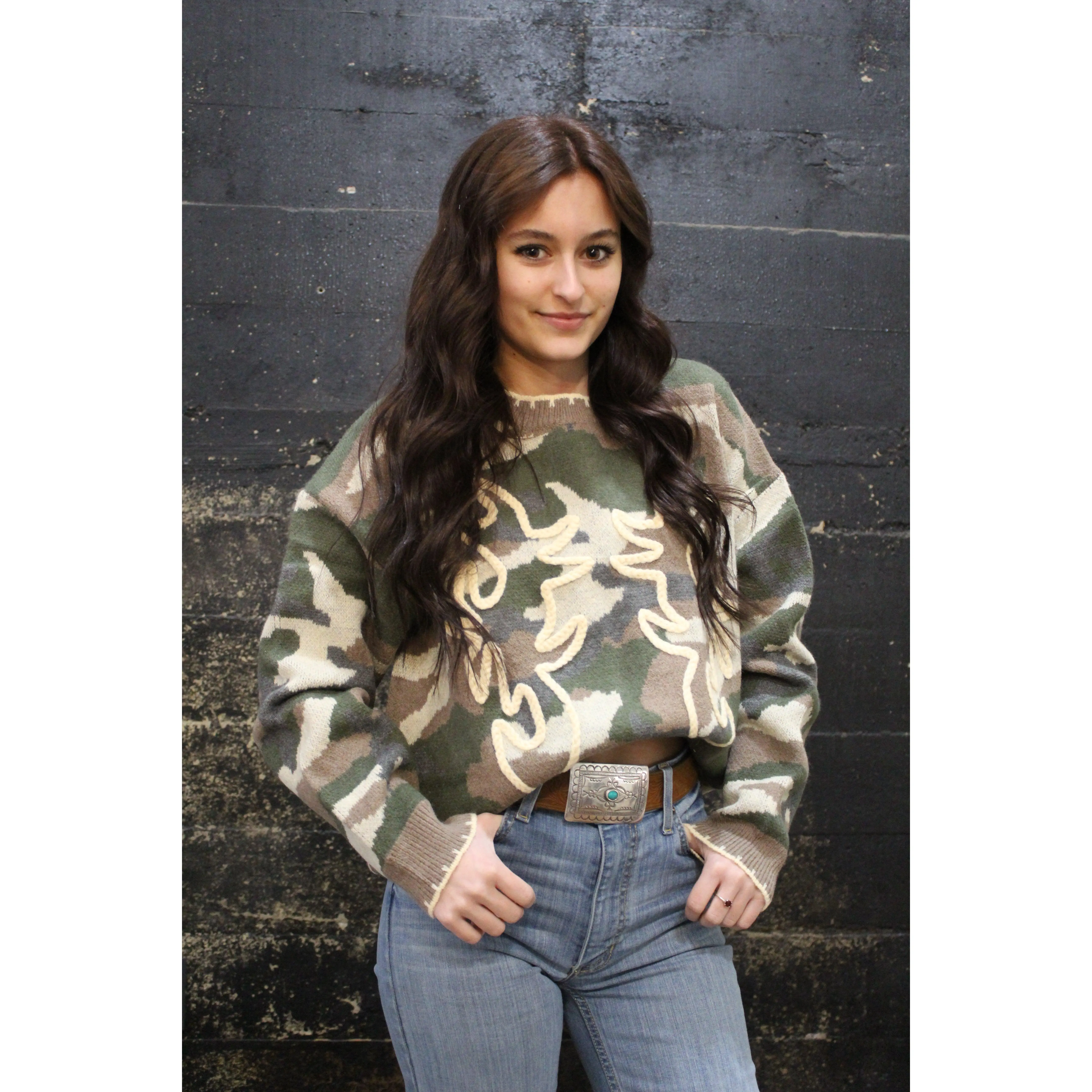 Camo Bootstitch Sweater - Plus