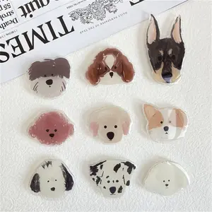 Cartoon Animal Cute Puppy Dog Glossy Grip Tok Phone Stand Bracket For iPhone 15 14 13 12 Pro Griptok Support Universal Holder Smartphone Cellphone
