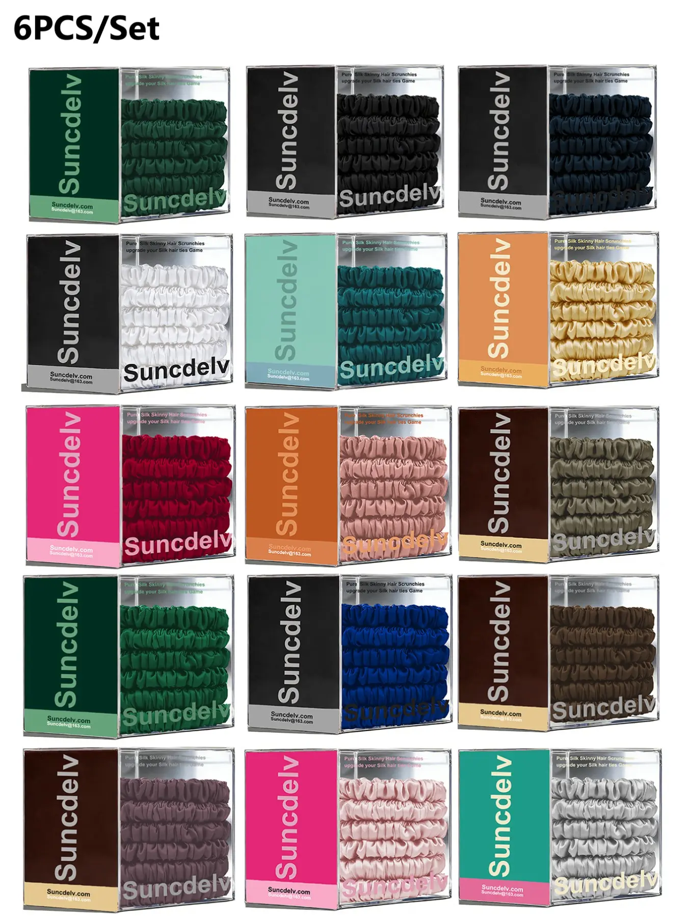 6PCS/Boxed 100% Pure Mulberry Silk Hair Scrunchies. High Quality Solid Color, Gentle and Non‑damaging to Hair.Elegant Satin,Soft & Comfortable,Skin Friendly & Durable elasticity. Elastic Tie Band Hair Ties, Bulk Hair Ties, Summer Hair Accessories