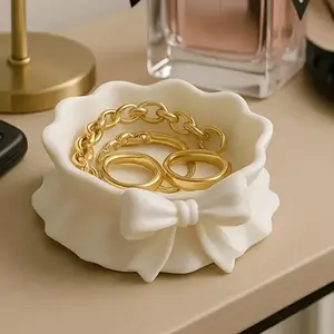 Cute Ruffled Bow Jewelry Tray, Home Decor, Desk, Office, Party Decoration, Christmas, Valentine's Day, Easter Gift