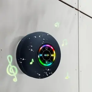 Bluetooth Speaker with Suction Cup and LED Light, 360 Bass | Wireless Shower Speaker for Bathtub/Beach/Camping