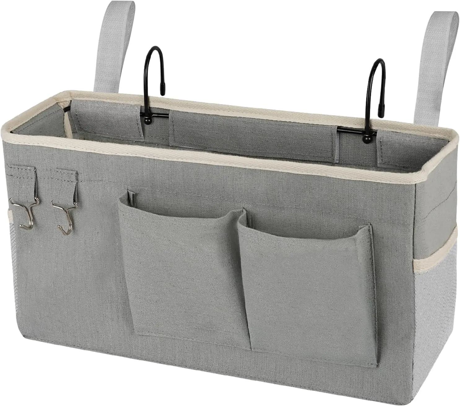 Bedside Caddy Hanging Bed Organizer with Hooks, Headboard Storage Bag for Bunk Beds, Dorm Rooms, Hospital Bed Rails, Phones and Books