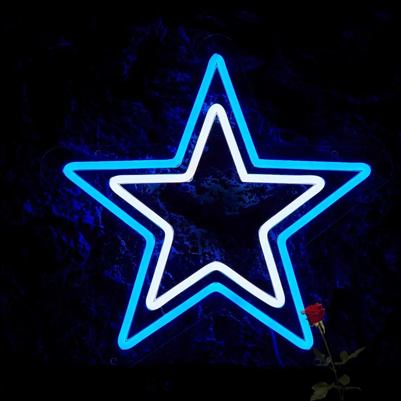 Cowboys  Neon Sign Football Neon Sign for Room Decor Sports Neon Light LED Sign for Sports Fans Gifts USB Powered Neon Wall Sign Dimmable for Man Cave Sports Studio Wall Art 12.6”*13.2”