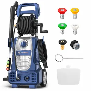 ChicWind 1800W Electric High Pressure Washer with Hose Reel, 2070 PSI 1.67 GPM - Portable Power Washer for Car Wash, Patio Cleaning, Includes 5 Nozzles, Foam Cannon fathersdaygift