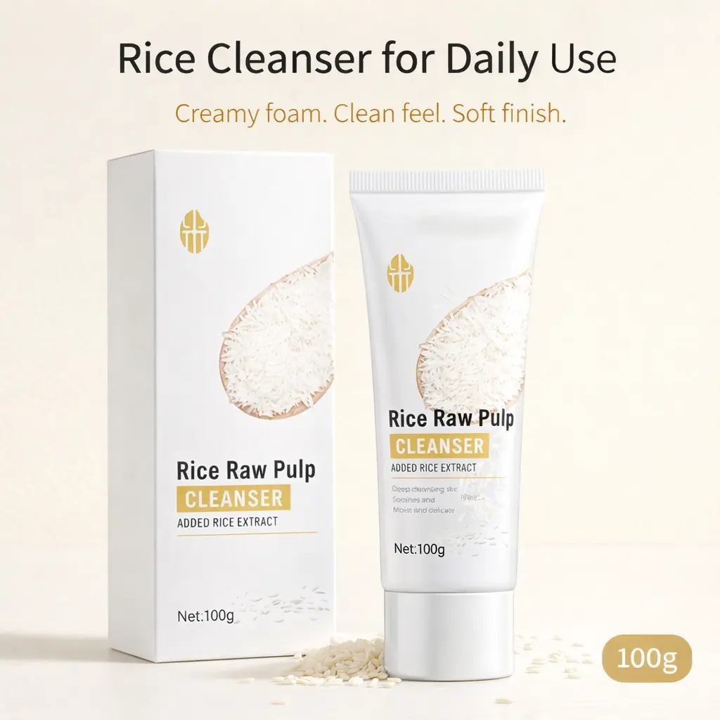 【Buy 1, Get 1 Free – Same Item】Rice Raw Pulp Cleanser 100g, Creamy Foaming Face Wash with Rice Extract