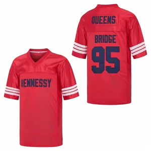 Men‘s #95 Retro Football Jersey, Red & Navy Stitched Mesh Uniform, Breathable V-Neck Shirt for Streetwear & Casual Wear