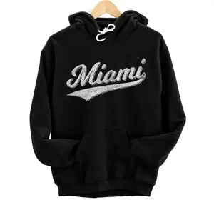 MIAMI FLORIDA SCRIPT SPORTS BASEBALL SWOOSH JERSEY FLAG Pullover Hoodie