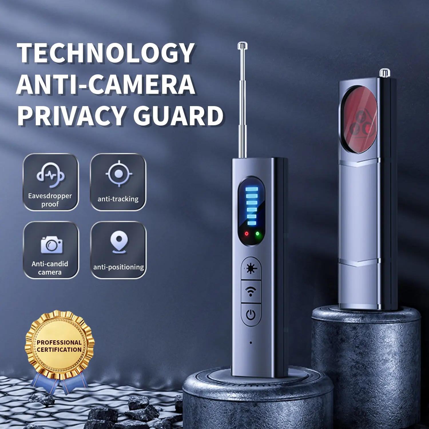 Portable Hidden Camera detector GPS Tracker Device for Hotel,Airbnb, Travel, Car, Bathroom, Office, Wireless SignalInfrared Scanner, Anti-Positioning Monitoring, Hotel Anti-Spy Detector Security Detection Automatic Alerts Remote