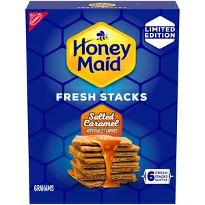 Fresh Stacks Salted Caramel Graham Crackers, Limited Edition, Travel Snacks, 12.2 oz (6 Multi Snack Packs)