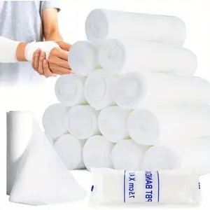 12 Pack Sterile Gauze Bandage Rolls - 4 Inch x 4 Yards Individually Wrapped First Aid Dressings for Wound Care Cuts Burns Sprains - Bulk Medical Supplies for Home Emergency Kits Hospitals Clinics No Residue, Durable Adhesive