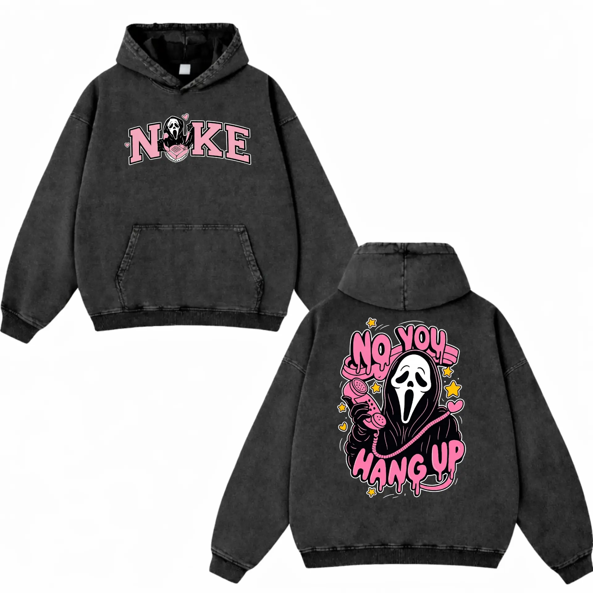 No You Hang Up Ghostface Washed Hoodie, Horror Movie Shirt, Spooky Season, Halloween Gifts