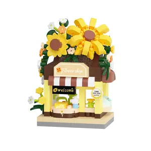 Street Flower Shop Series Microbead Building Blocks Toy, Mixed Colors, Abs Material, Desk Living Room Decor Tabletop Decorations Gift, Suitable for Ages 12+