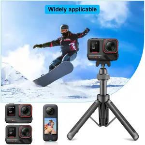 Desiontal Vt10 Sports Camera Mount for Insta Ace/ace Pro2, Magnetic Quick Release, Extensible Aluminum Alloy Pole, Anti-Slip Tripod Base
