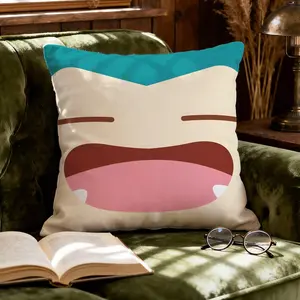 Pokemon Character Snorlax Cushion Cover Ultra-Soft Reversible Plush Pillow Cover | Double-sided fluffy comfort for car, sofa, bedroom | Skin-friendly fabric | Easy clean & maintain | Stylish home decor | Perfect gift for family & friends