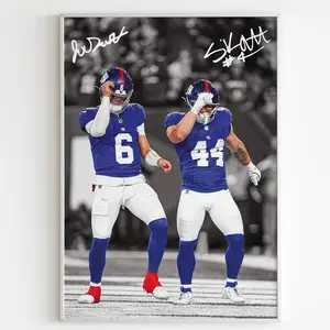 Jaxson Dart and Cam Skattebo College Football Unframed Poster - NCAA Star Players Signature Style Wall Art - Dynamic Football Action Photography Print