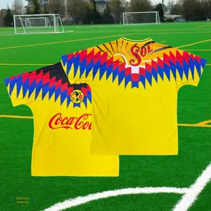 94 95 96 Club América Home and Away Retro Yellow Short Sleeved Soccer Football Shirt LIGA MX