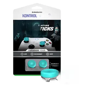 KontrolFreek Lotus for Ps5 and Xbox Series X Controller | Performance Thumbsticks | 2 Mid-Rise Concave | Teal/Clear