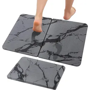 Diatomaceous Earth Bath Mat, 24"x16" Absorbent Stone Bath Mat for Bathroom, Quick Dry Foldable Diatomite Stone Mat, Non-Slip Magic Stone Dish Drying Mat for Kitchen Counter, Pet &