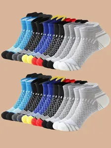 12 Pairs Men's Ankle Socks, Casual Striped Low Top, Breathable Sport Socks, Comfortable for Daily and Outdoor Wear, All Seasons