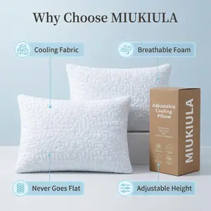 MIUKIULA Cooling Pillow for Sleeping, Shredded Memory Foam , Cool Pillow for Hot Sleepers Adjustable Firm Pillow for Side, Back, Stomach Sleepers Soft Yet Support summerwins,summerwins