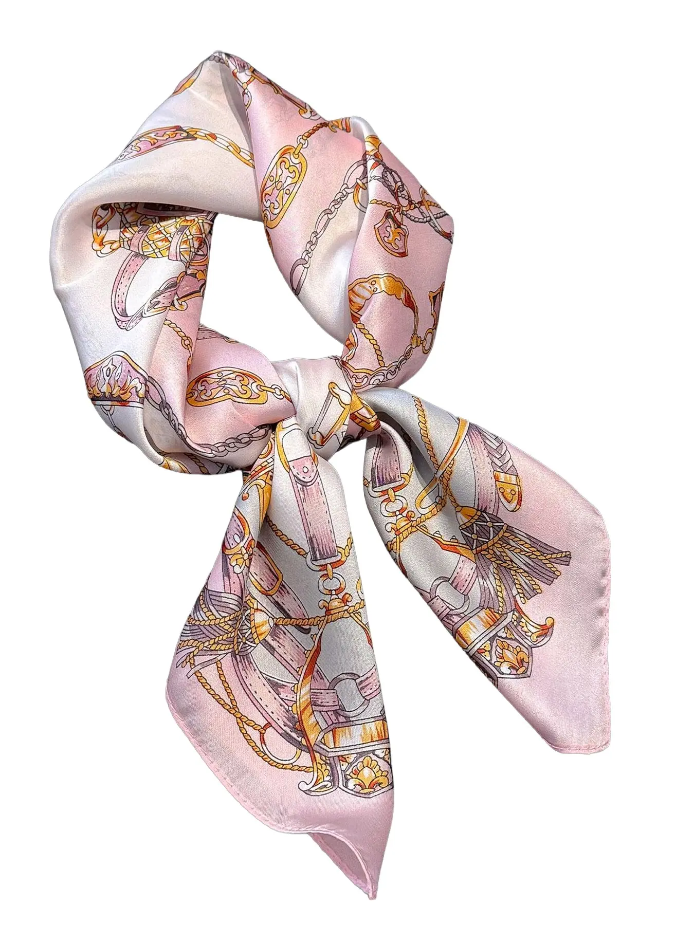 Chain Print Square Scarf, Printed Polyester Scarf, Fashionable Soft Lightweight Scarf for Women, Casual Versatile Accessories for Daily Wear, Fashion Accessories for Party, Daily Clothing Decor, Scarf Head Wrap, Boho Style Scarf, Boho Shawl Wrap