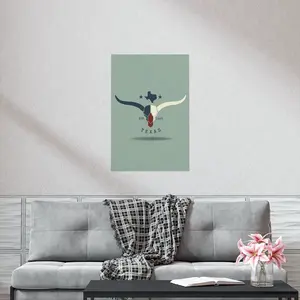 Longhorn art and Texas Map Premium poster, longhorn wall art longhorn wall decor Housewarming gift Wall Poster