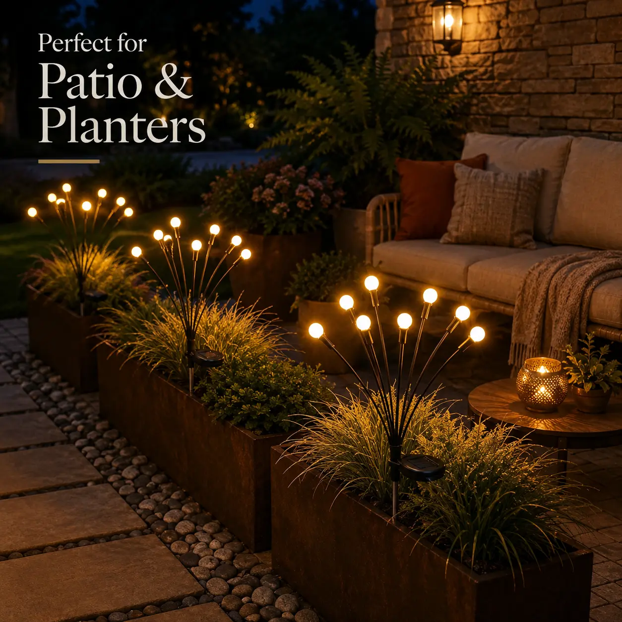 Outdoor Solar Firefly LED Lights - 4/8 Pack Waterproof Garden Stake Decorative Lamps with Auto Dusk-to-Dawn Glow, 32/64 LEDs for Curb Appeal, Whimsy Decor, Mood Lighting & LED Pathway Lighting,dorm essentials,home decor,home essentials,camping essentials