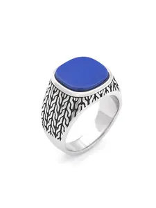 Limited Edition Men's Blue Agate Ring – 316L Stainless Steel, Unique Gemstone Pattern, Collector's Item