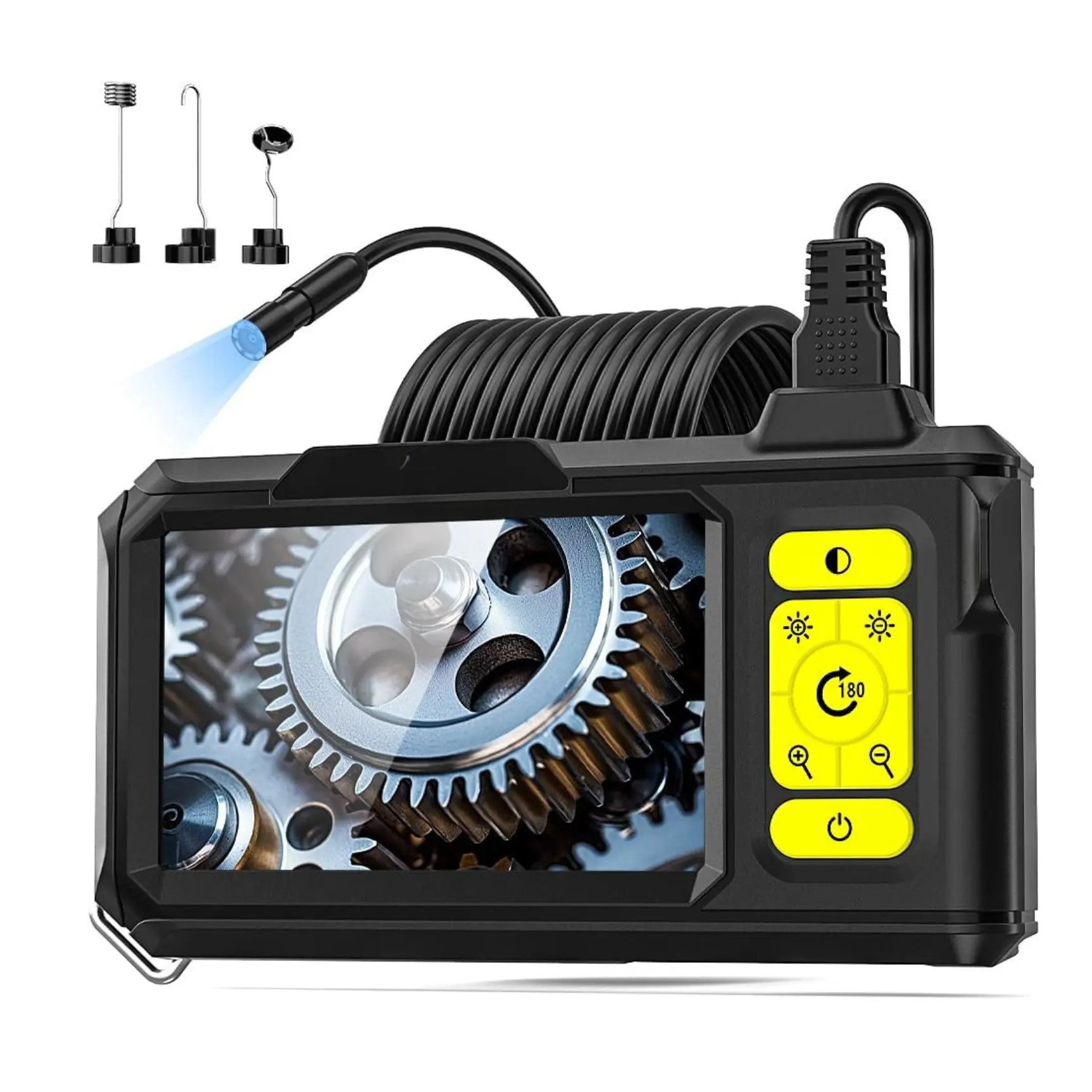 Borescope Camera with Light, 1080P HD Endoscope with 8 Adjustable LEDs, 4.3" Inspection Camera with 16.4ft Semi-Rigid Cable, 8mm IP67 Waterproof Lens-Father's Day Gift&Cool Gadgets for Men