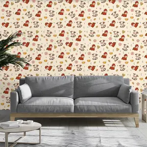 Creative Cartoon Cow Horse Wall Paper, PVC Material, Self-Adhesive, Moisture-Proof, Ideal for Kitchen/living Room/bedroom Decor