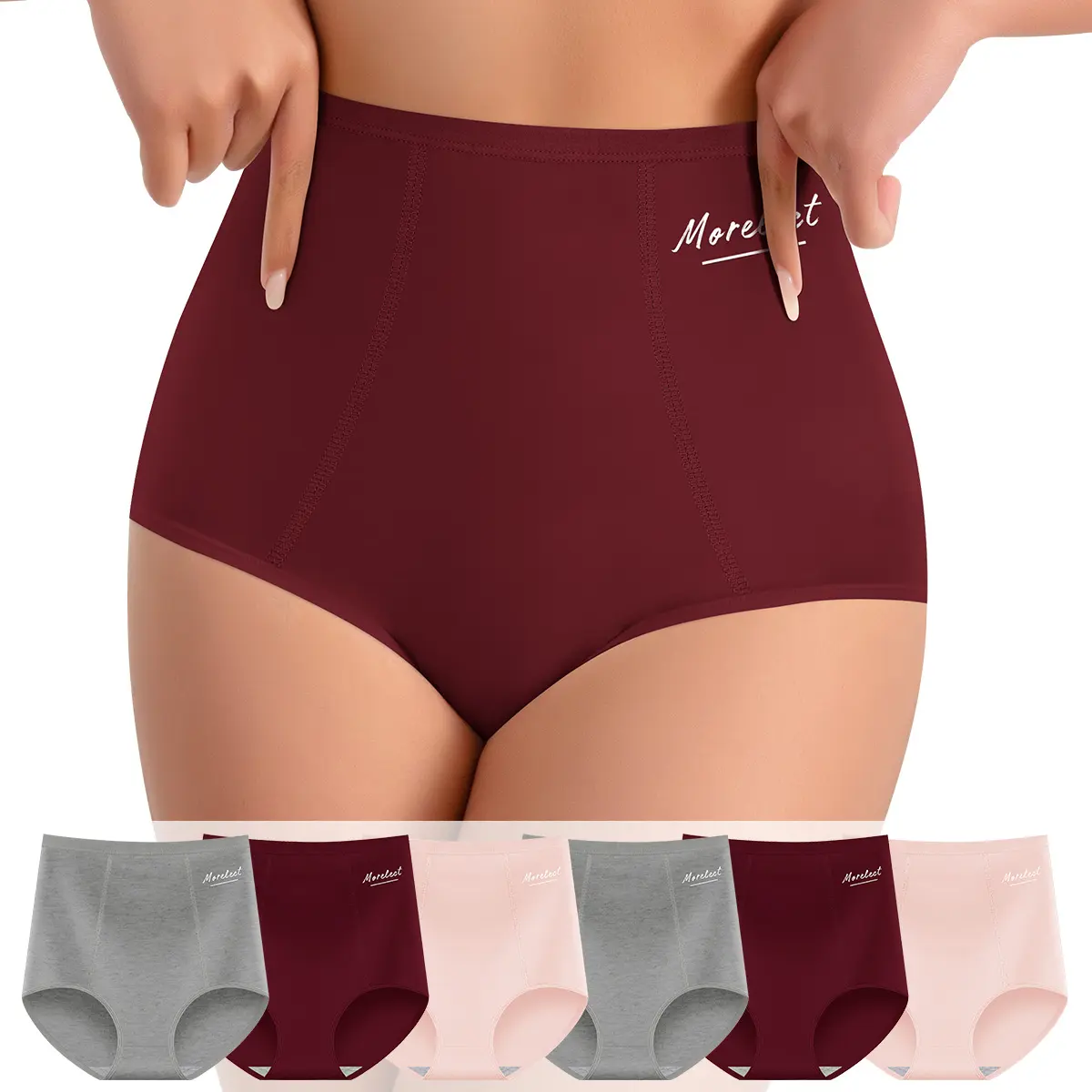 Morelect Women's Solid Underwear Sets, 4/6/8-Pack High Rise Fitted Cotton Briefs, Soft and Breathable for Everyday Wear, Basic, Lady, Minimalist